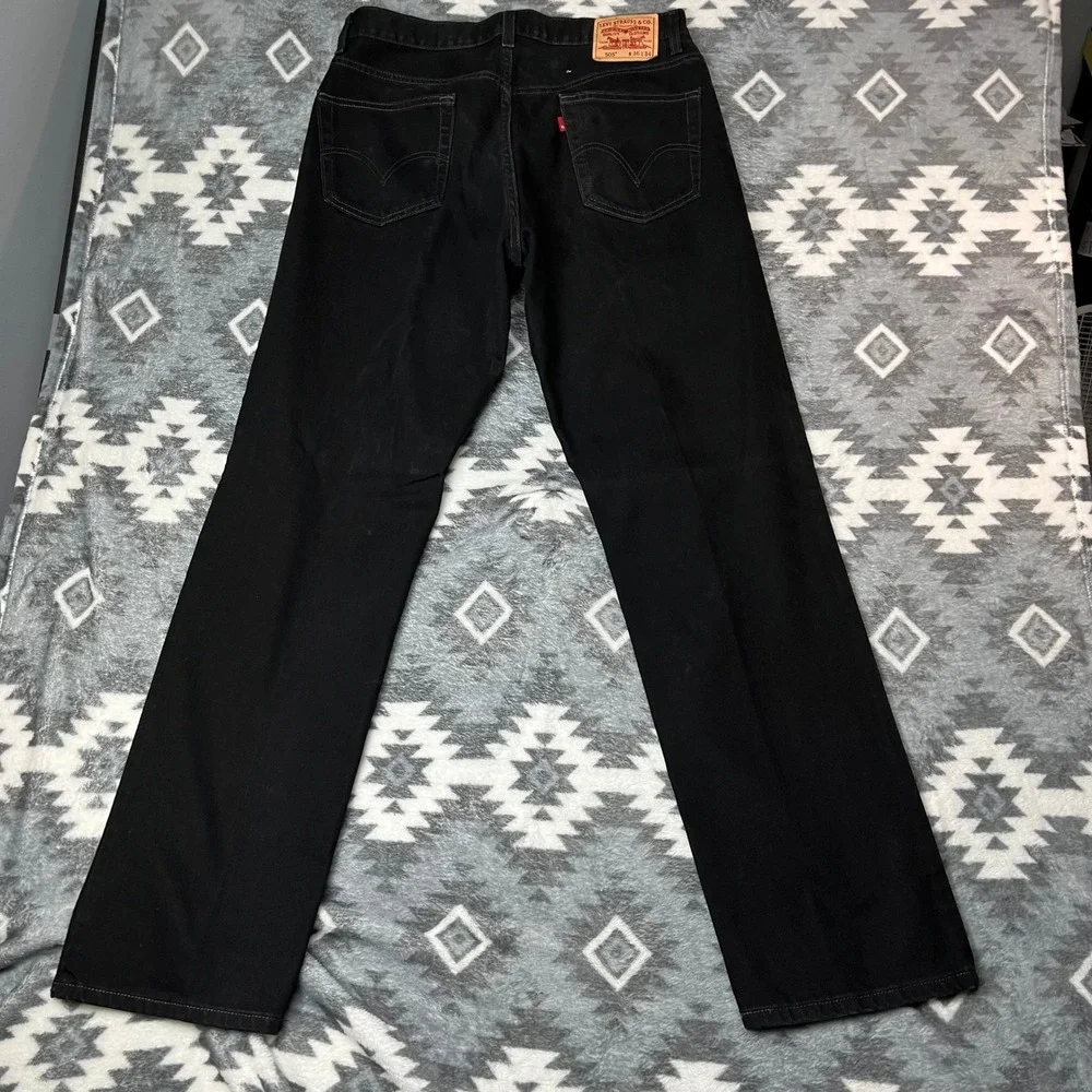 Levis 505 Regular Fit Black Denim Jeans 36x34 Mens Straight Leg VTG Y2K
